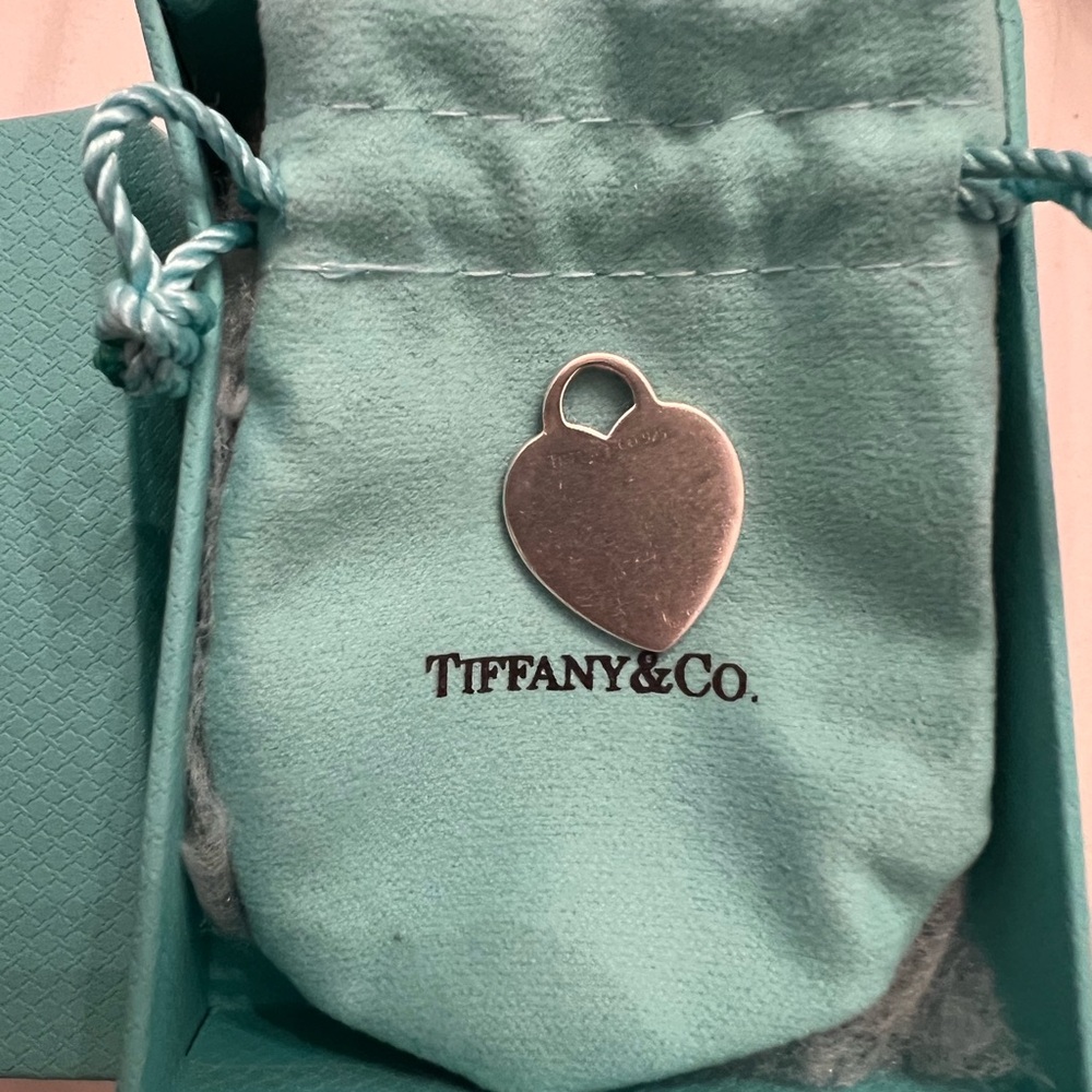 Tiffany & Co. Silver Heart Pendant with Teal Pouch